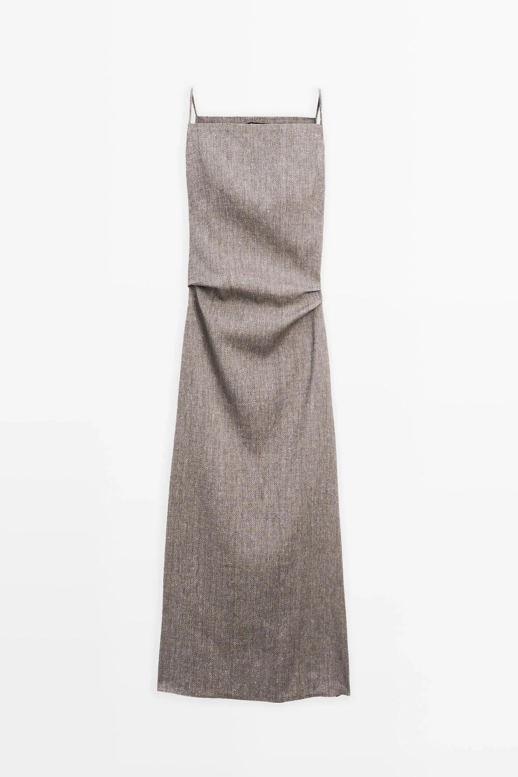 Linen-Blend Flowing Maxi-Length Dress