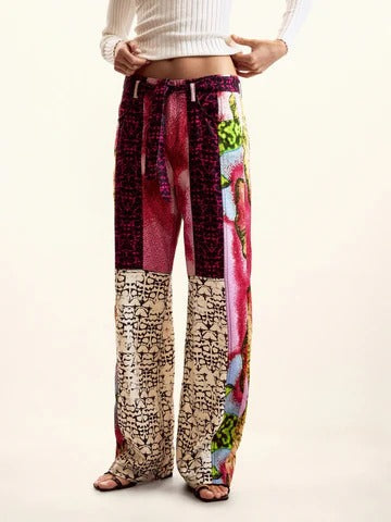 Patchwork Print Flow Trousers
