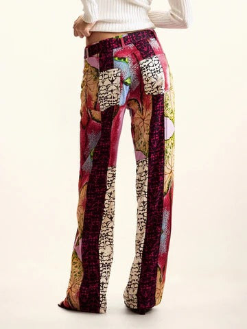 Patchwork Print Flow Trousers
