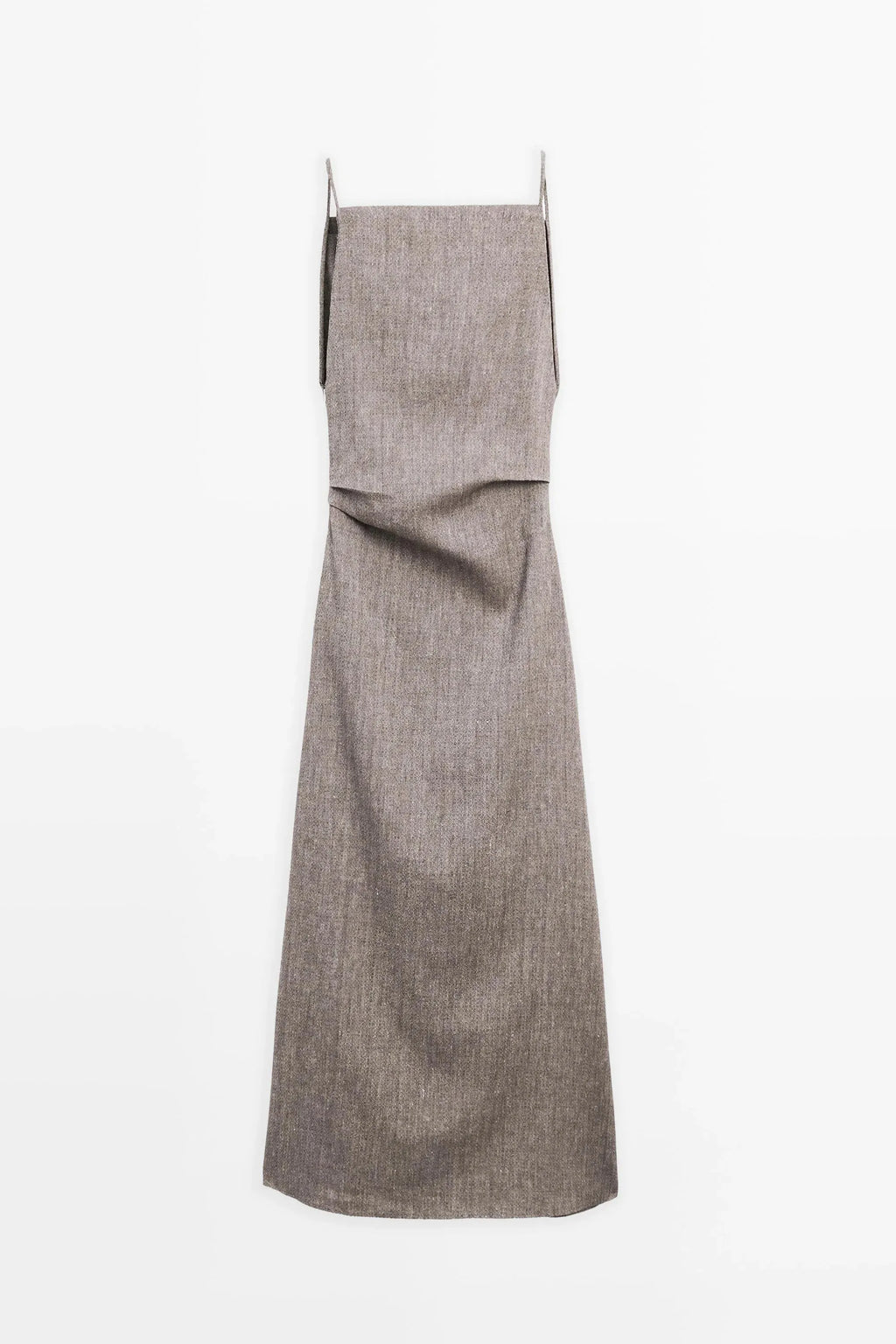 Linen-Blend Flowing Maxi-Length Dress