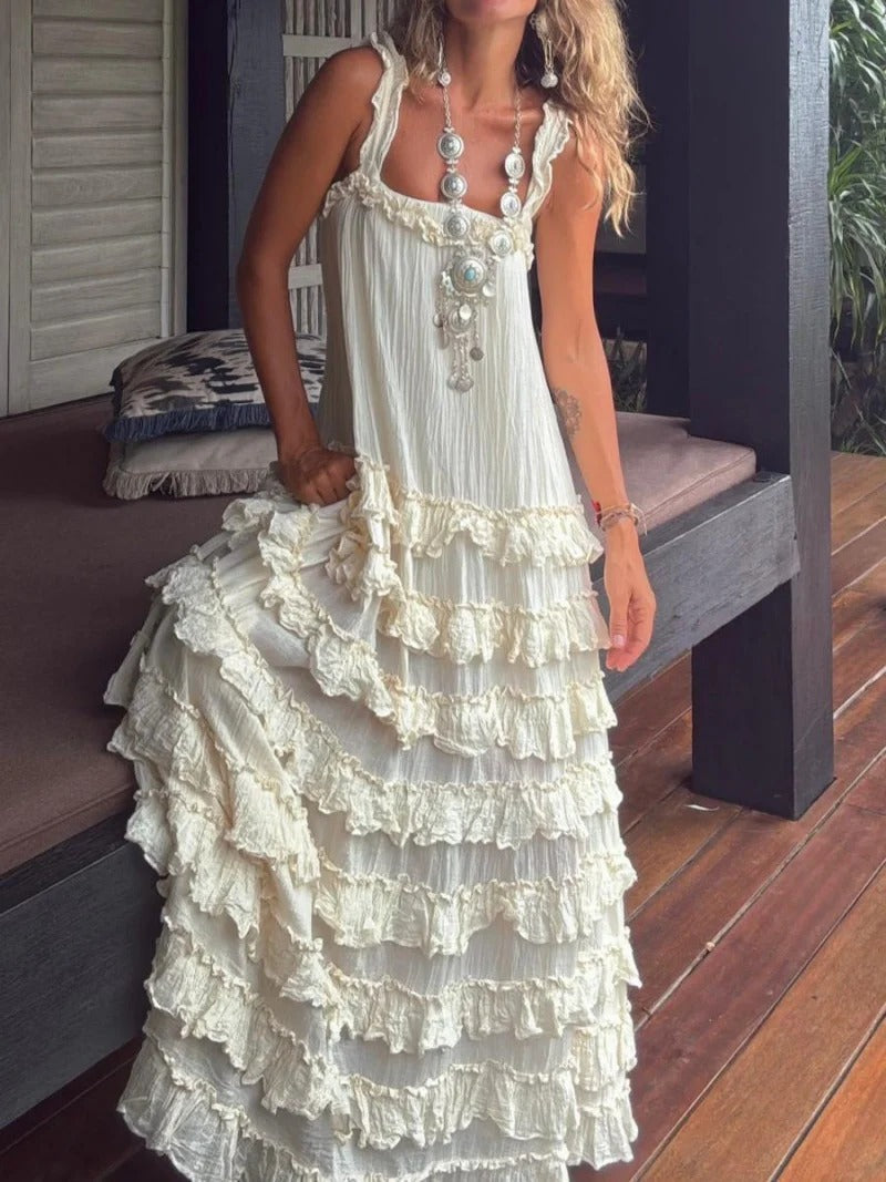 Boho Ruffled Tiered Maxi-Length Dress