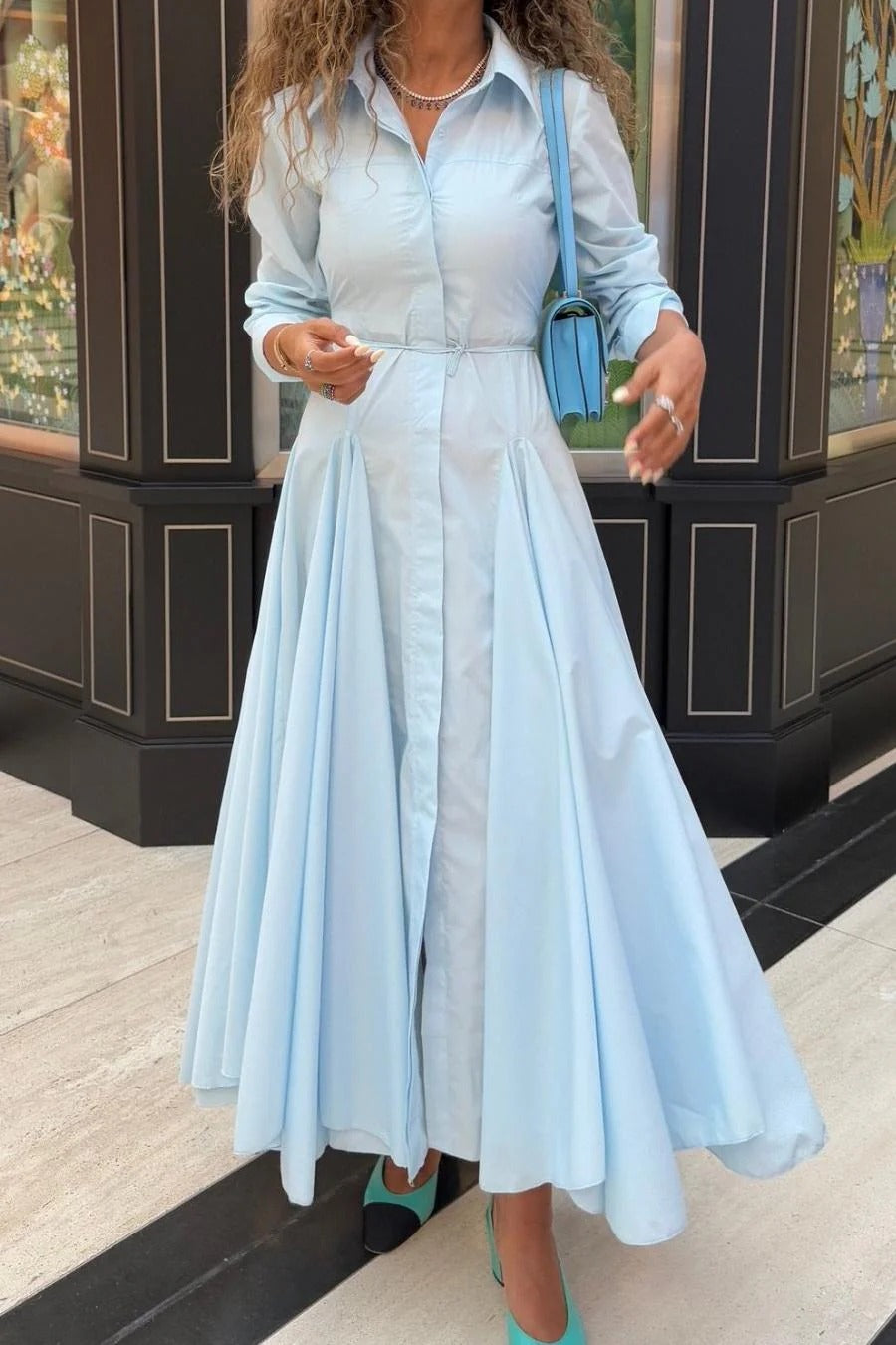 Light Blue Maxi-Length Dress