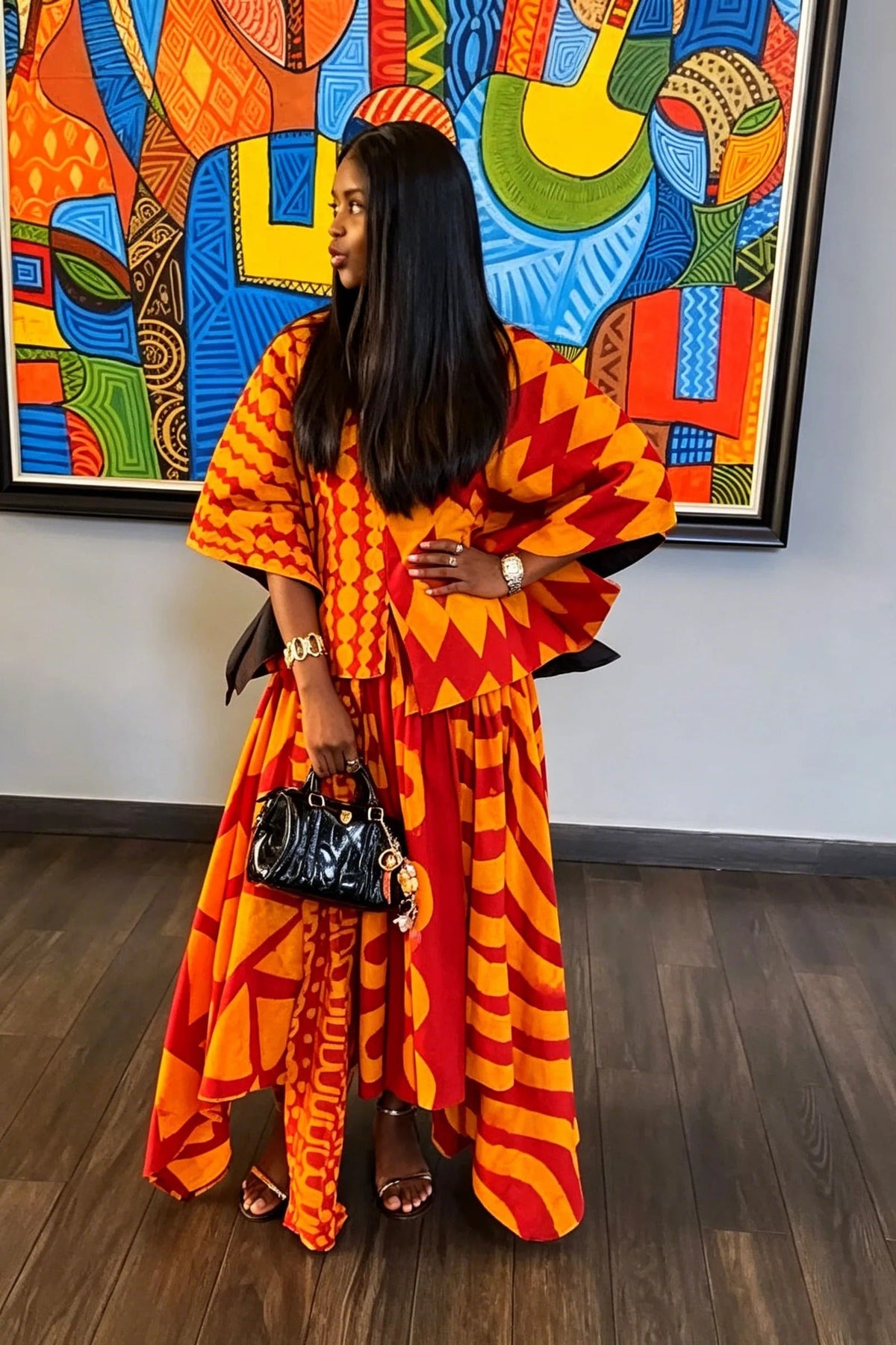 Coordinated Vibrant Ethnic Print Skirt Set