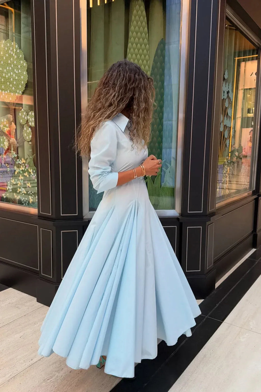 Light Blue Maxi-Length Dress