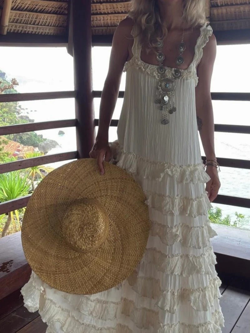 Boho Ruffled Tiered Maxi-Length Dress
