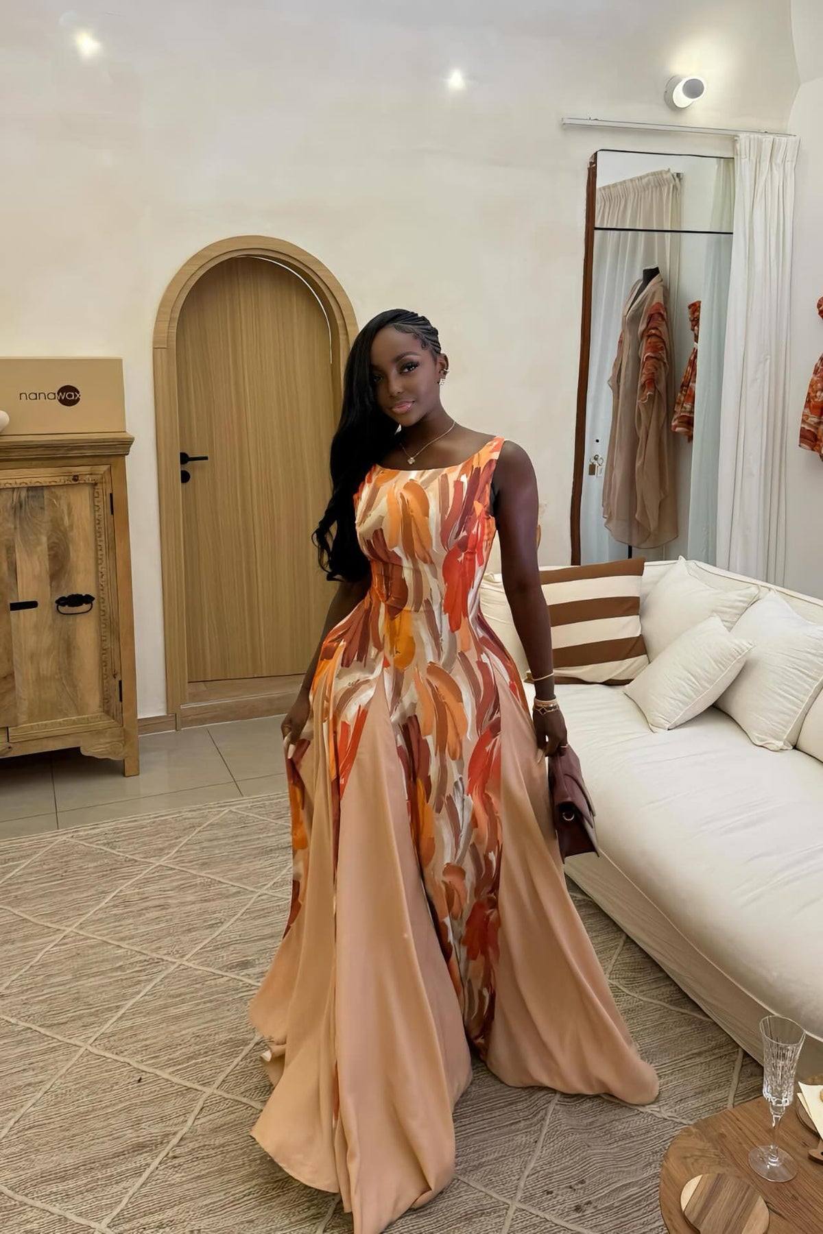 Artistic Print Maxi-Length Dress