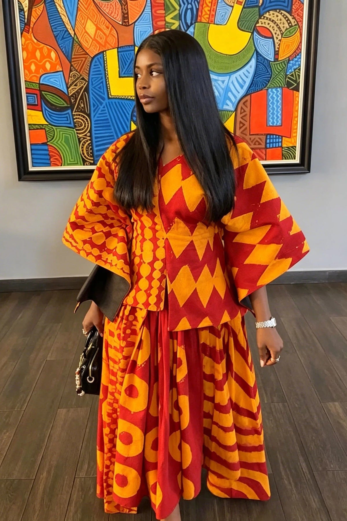 Coordinated Vibrant Ethnic Print Skirt Set