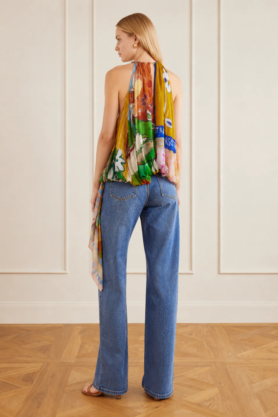Modern Art Print Scarf Halter Top
