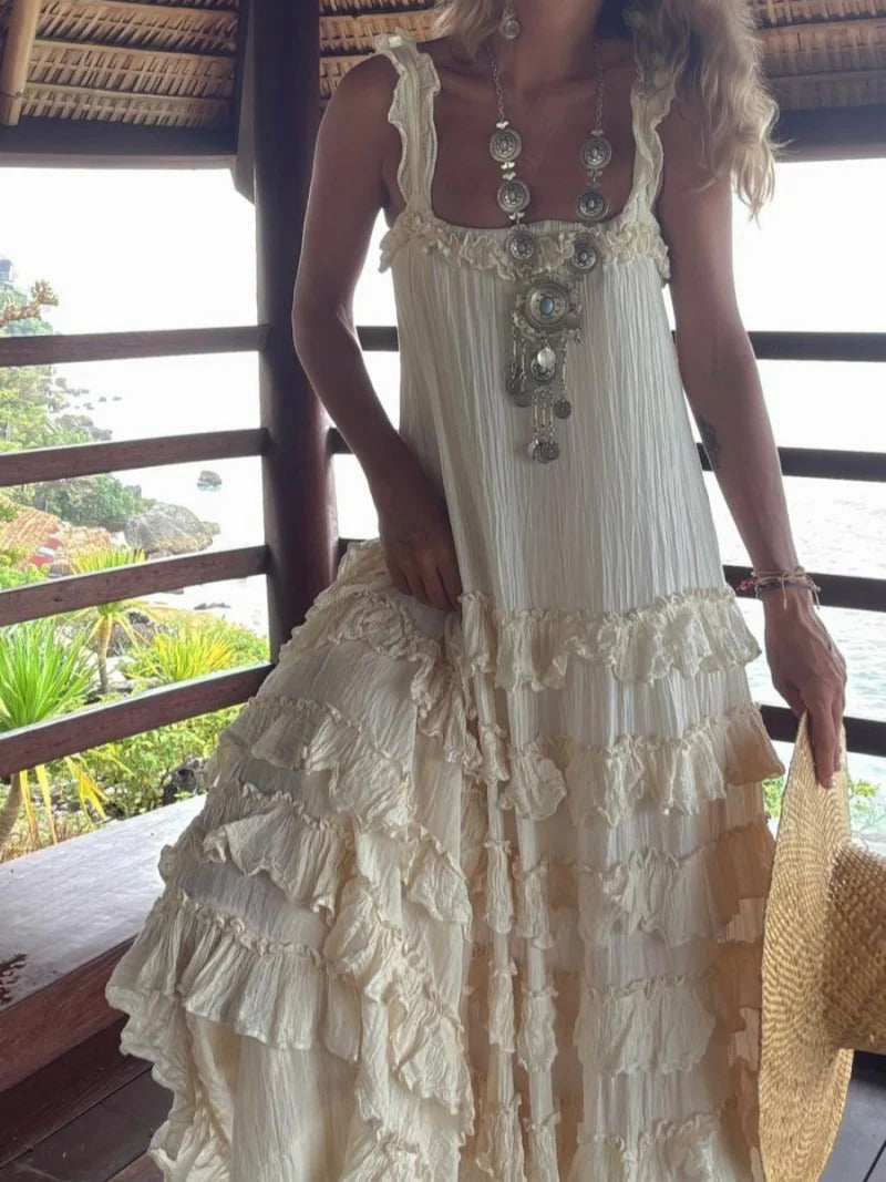 Boho Ruffled Tiered Maxi-Length Dress