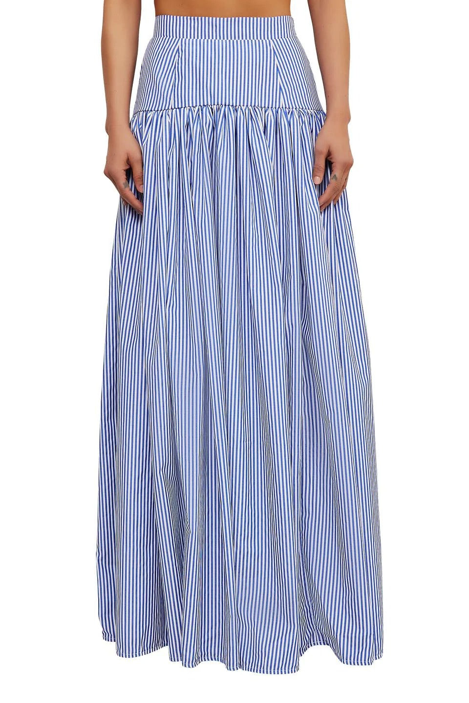 Coordinated Blue Bar Skirt Set