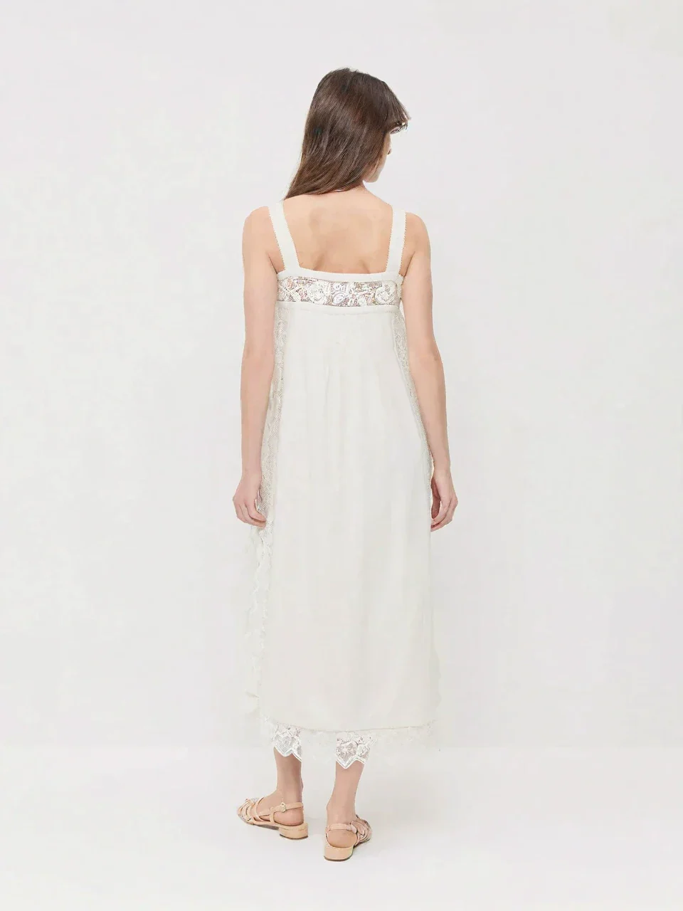 The Lace Linen Midi-Length Dress