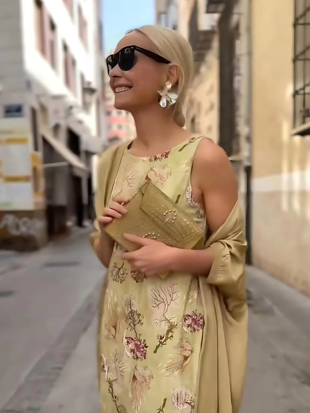 Boho Patterned Maxi & Knit Cardigan Set