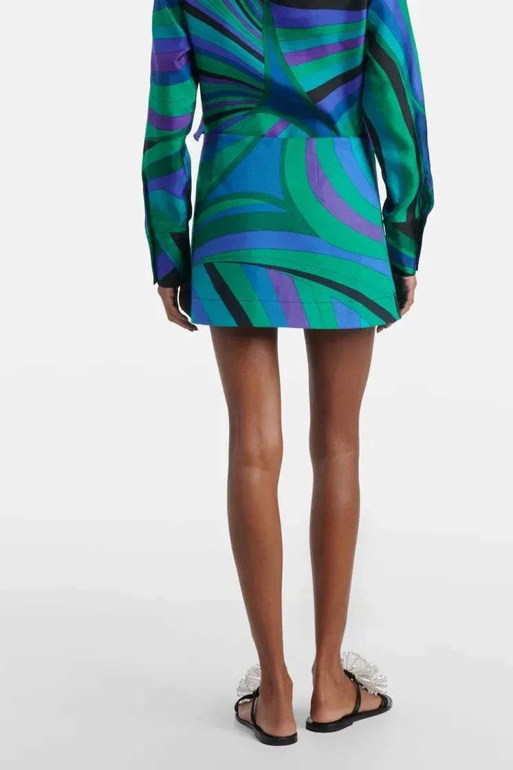 Modern Print Cross-Strap Swimsuit & Wrap Skirt