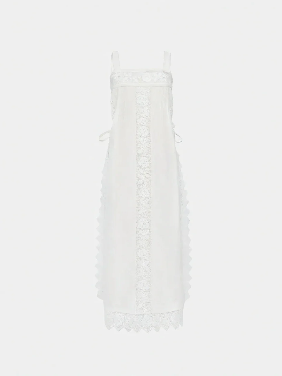 The Lace Linen Midi-Length Dress