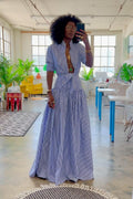 Coordinated Blue Bar Skirt Set