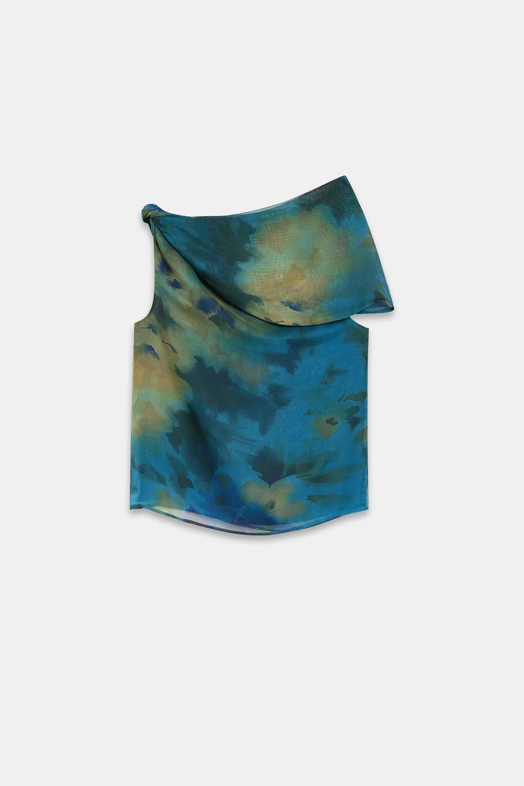 Coordinated Draped Neck Abstract Skirt Set
