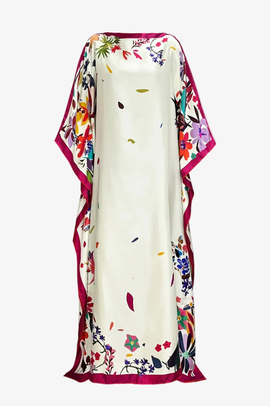 Colorful Flower Print Batwing Loose Kaftan