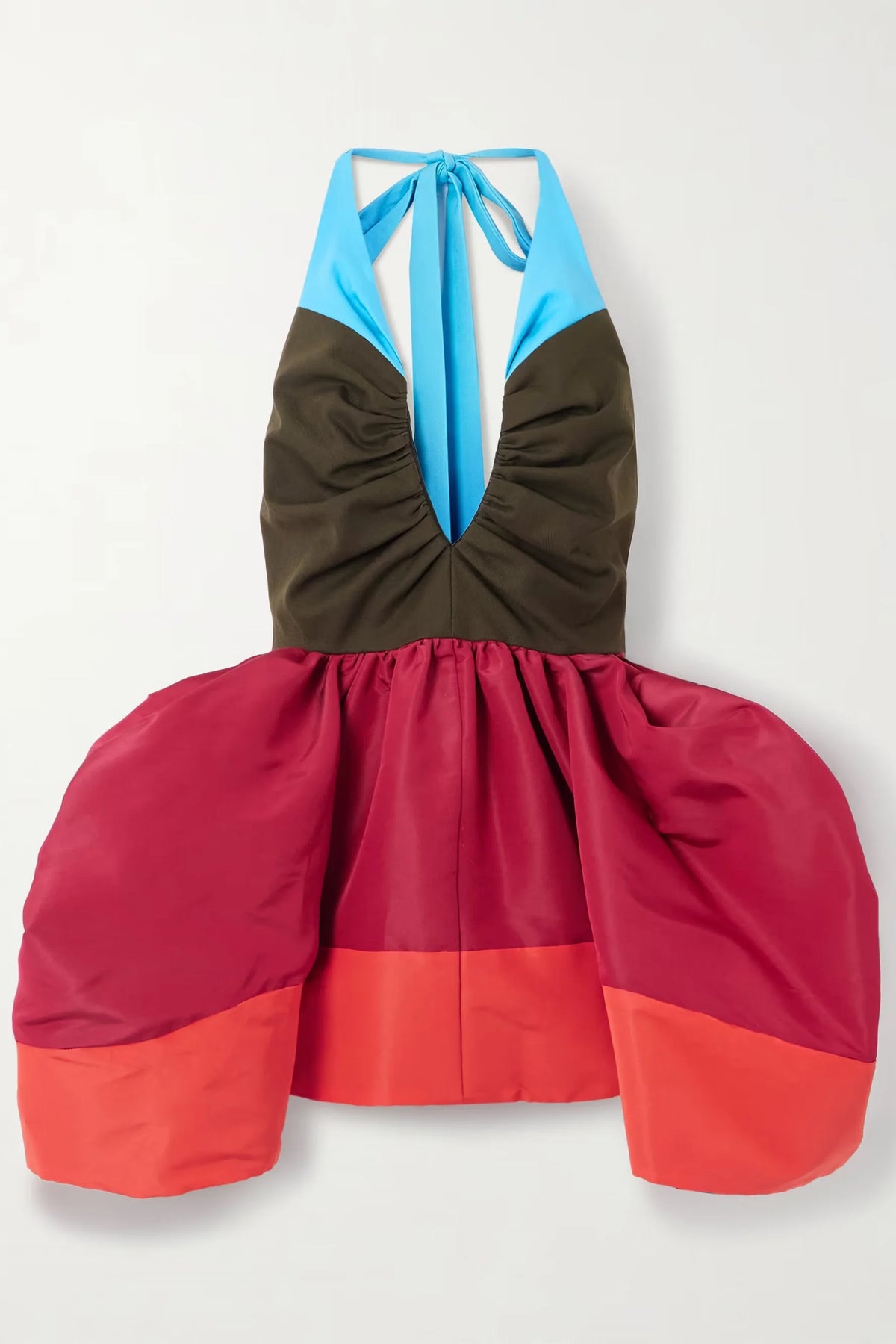 Modern Colorblock Halter Pleated Top