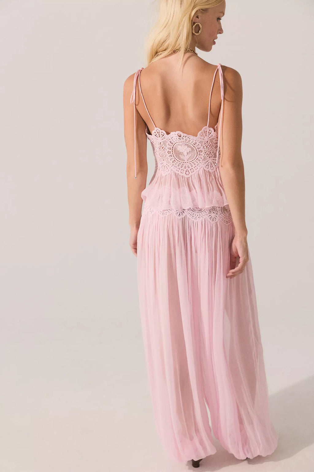 Modern Pink Lace Babydoll Crop Top