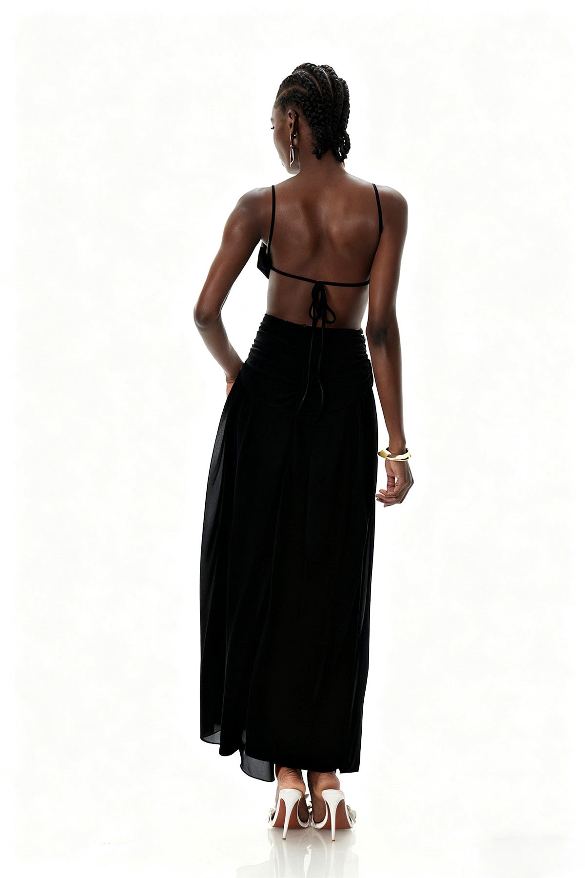 Midnight Veil Cut-Out Maxi-Length Dress