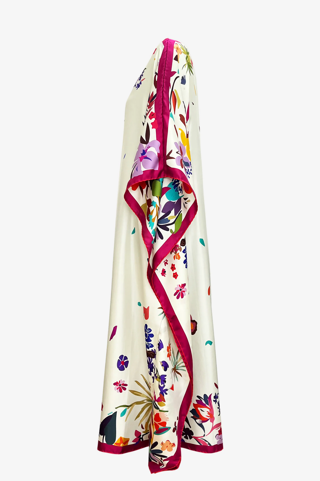 Colorful Flower Print Batwing Loose Kaftan