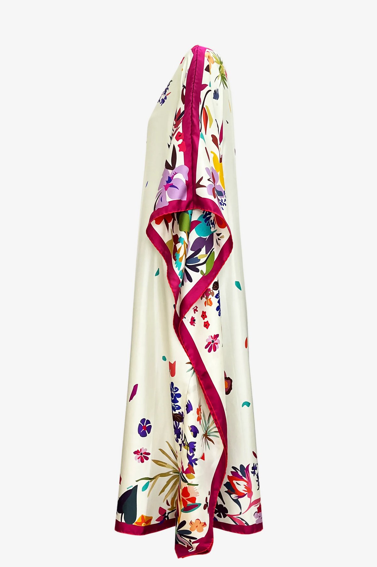 Colorful Flower Print Batwing Loose Kaftan
