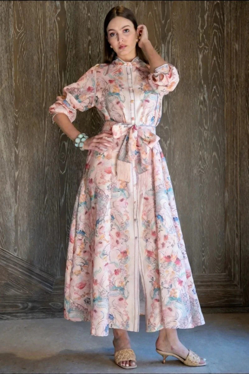 Modern Cotton Linen Flower Dress