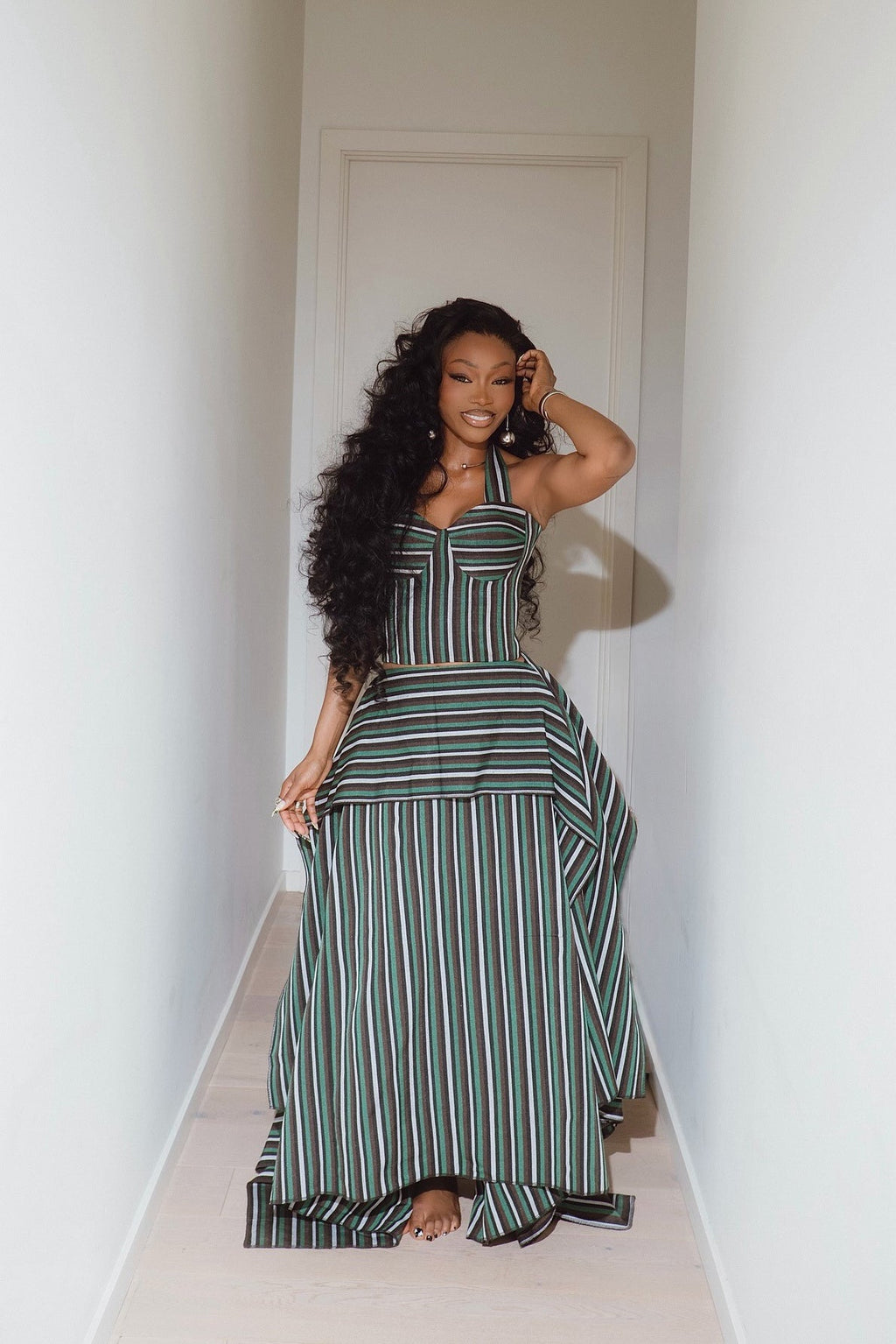 Coordinated Layered Maxi Skirt Set