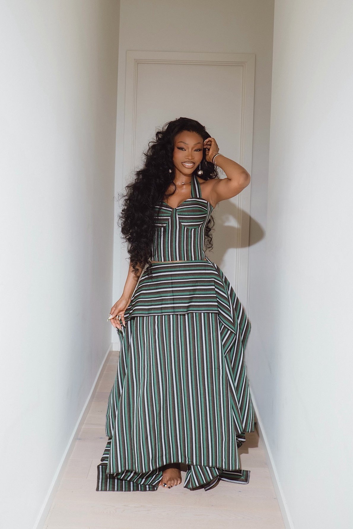 Coordinated Layered Maxi Skirt Set