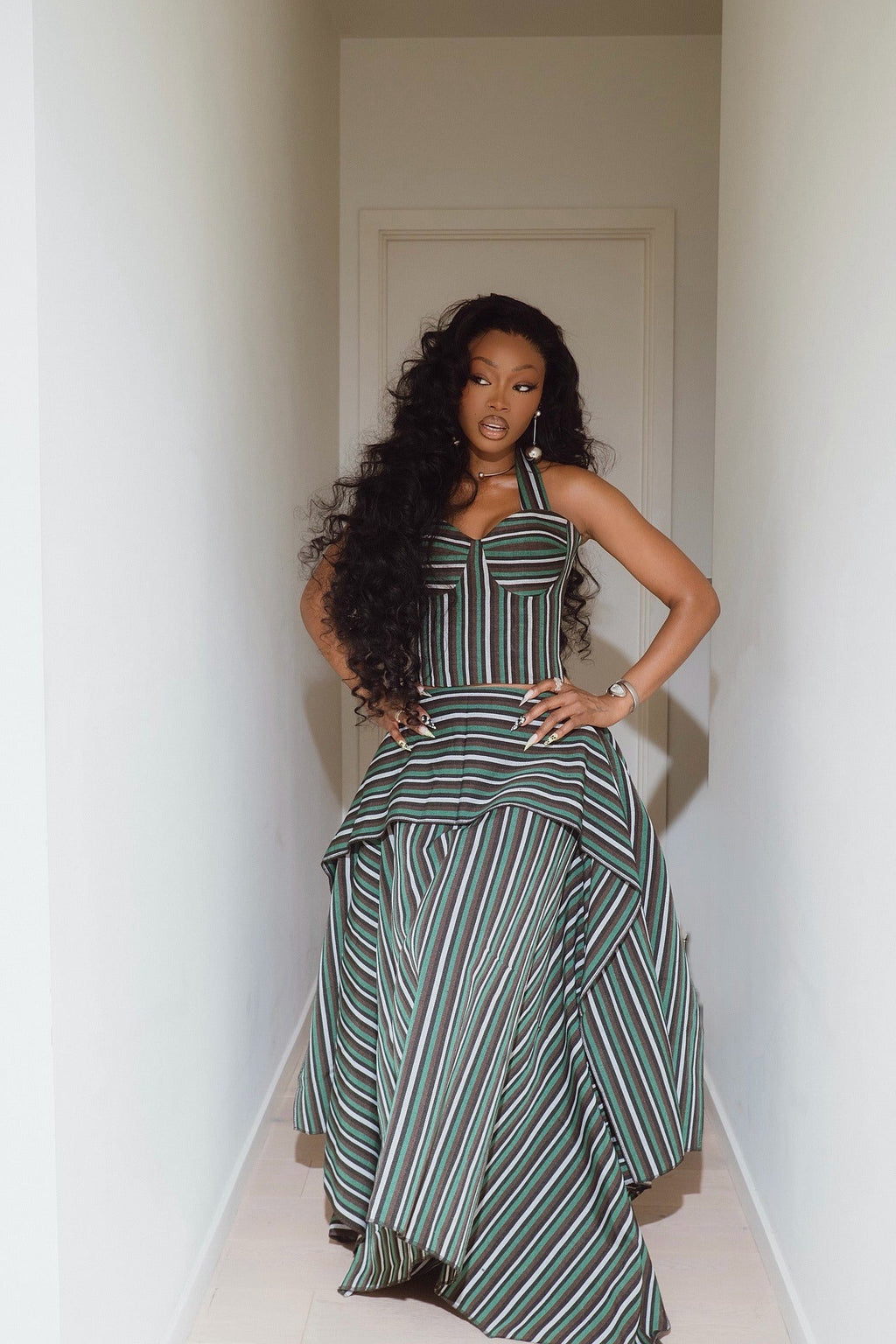 Coordinated Layered Maxi Skirt Set
