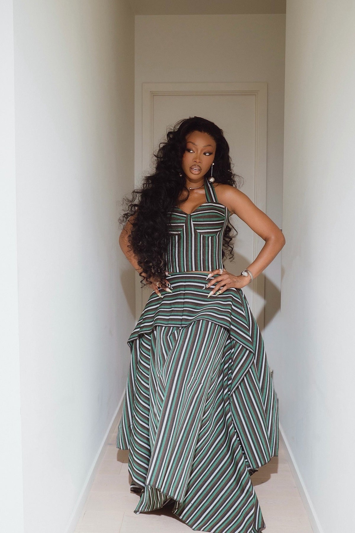 Coordinated Layered Maxi Skirt Set