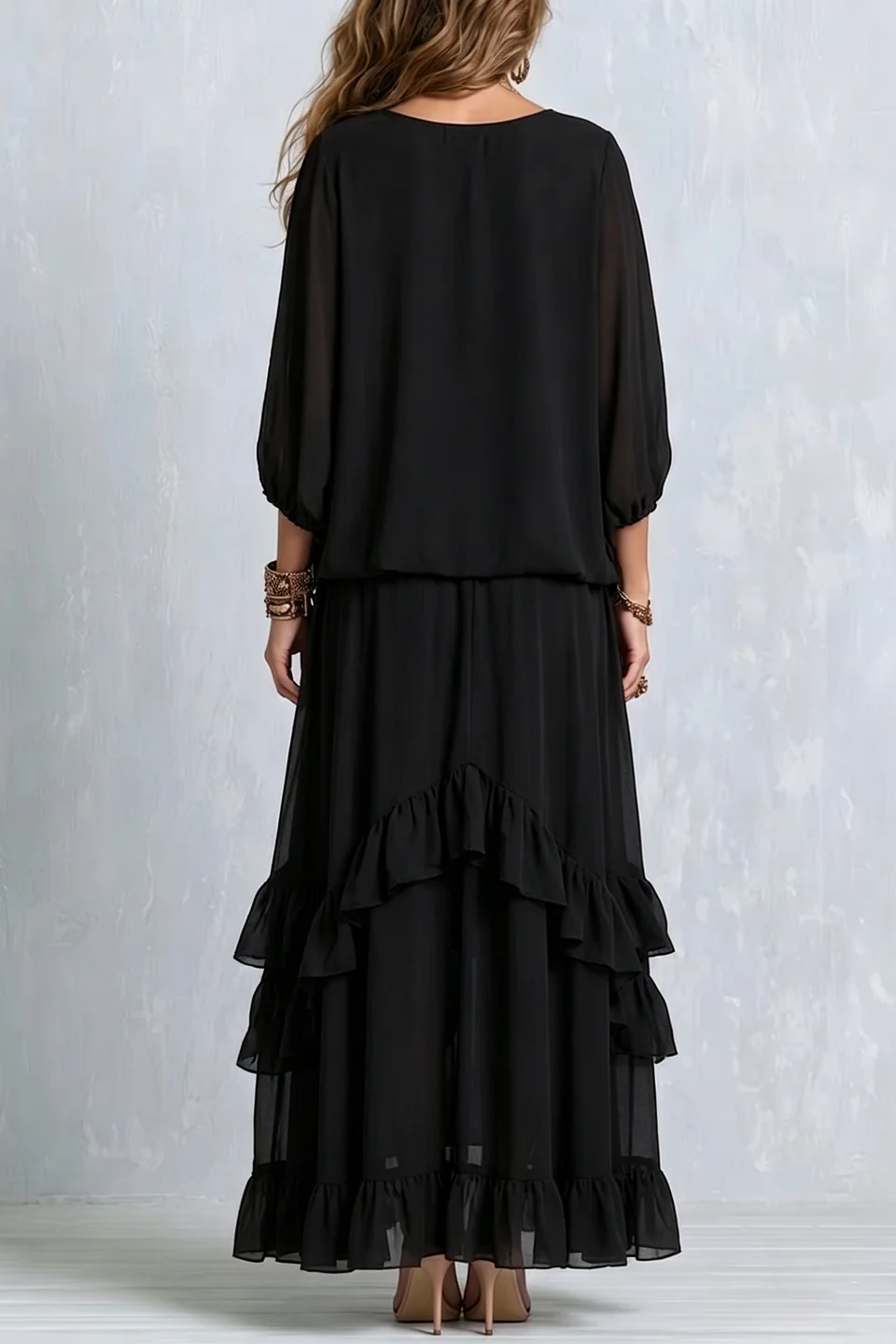 Airy Tiered Chiffon Skirt Set