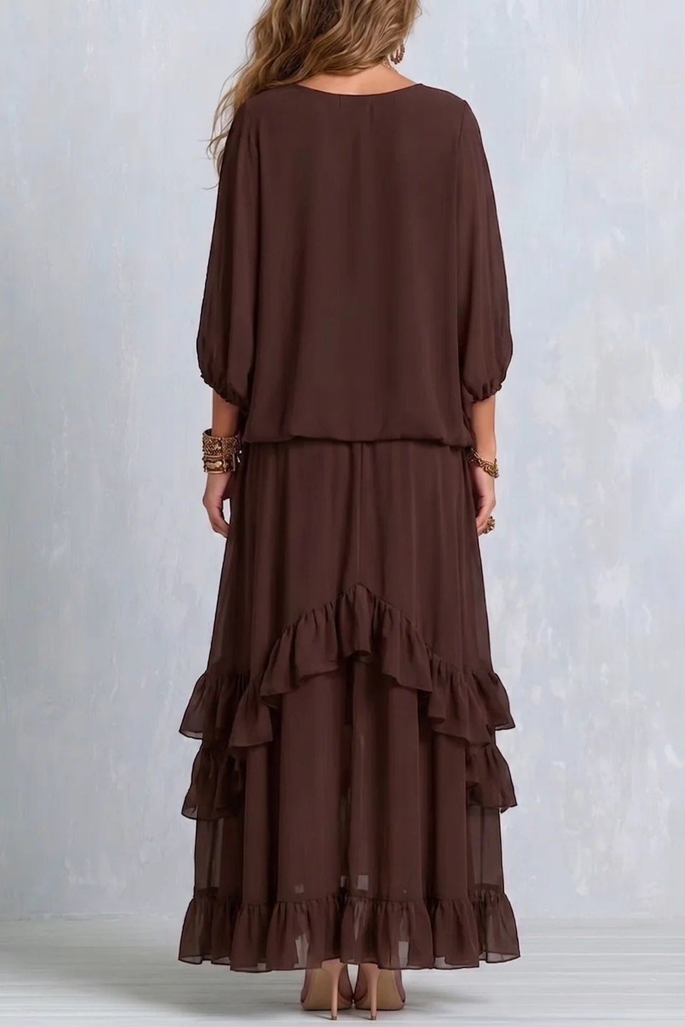Boho Ruffled Chiffon Skirt Set