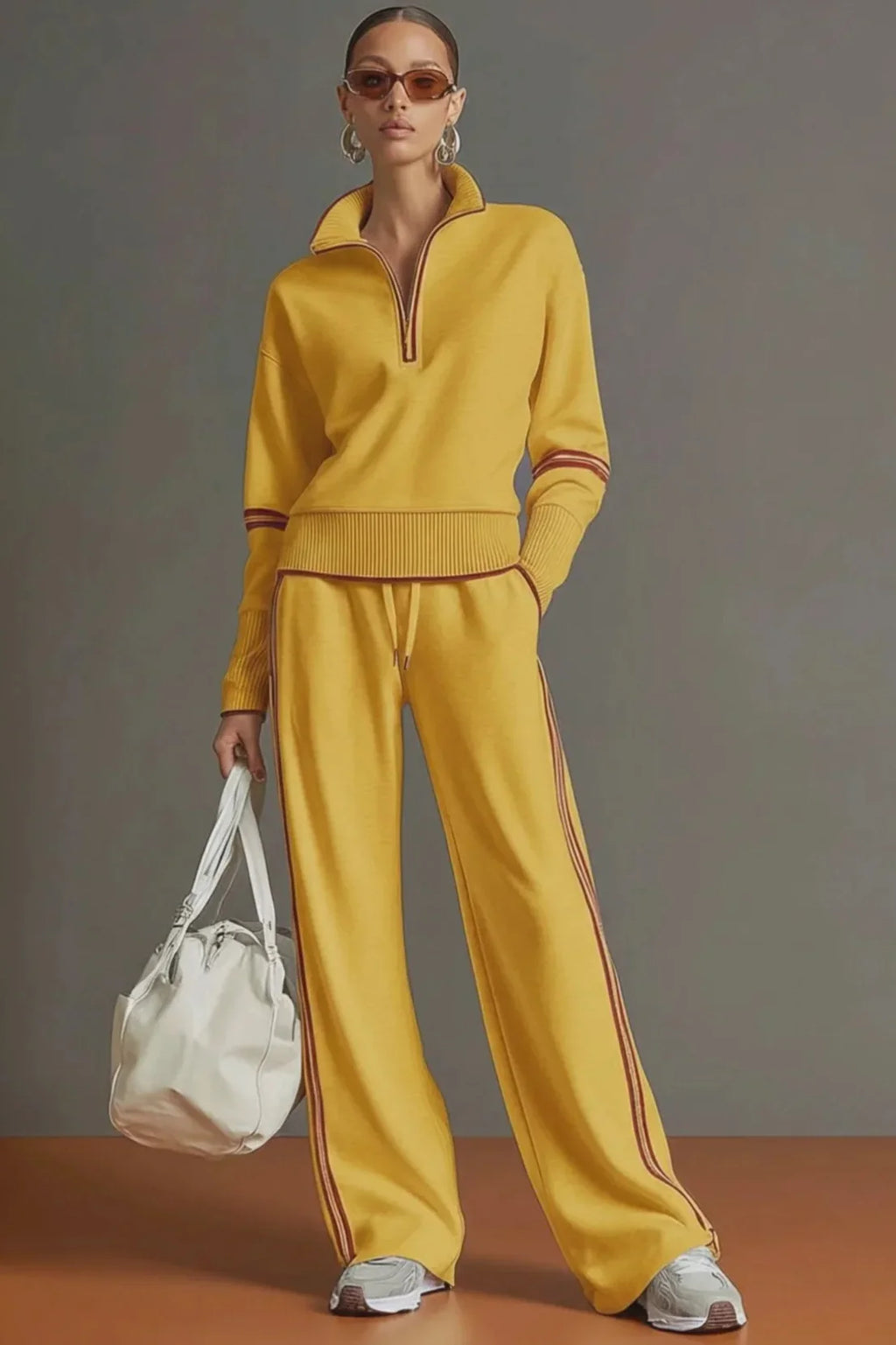 Coordinated Retro Sporty Half-Zip Webbing Set