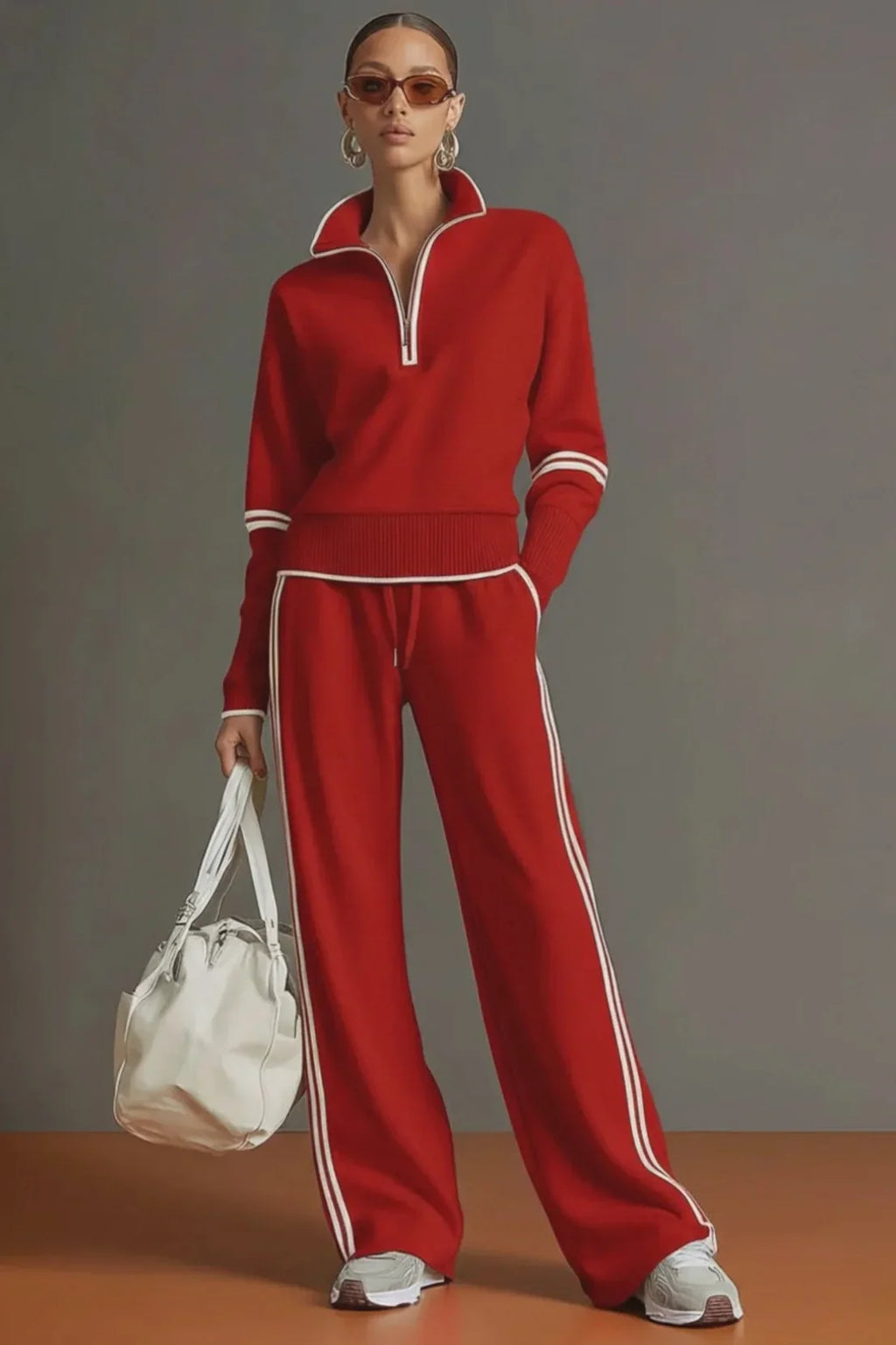 Coordinated Retro Sporty Half-Zip Webbing Set