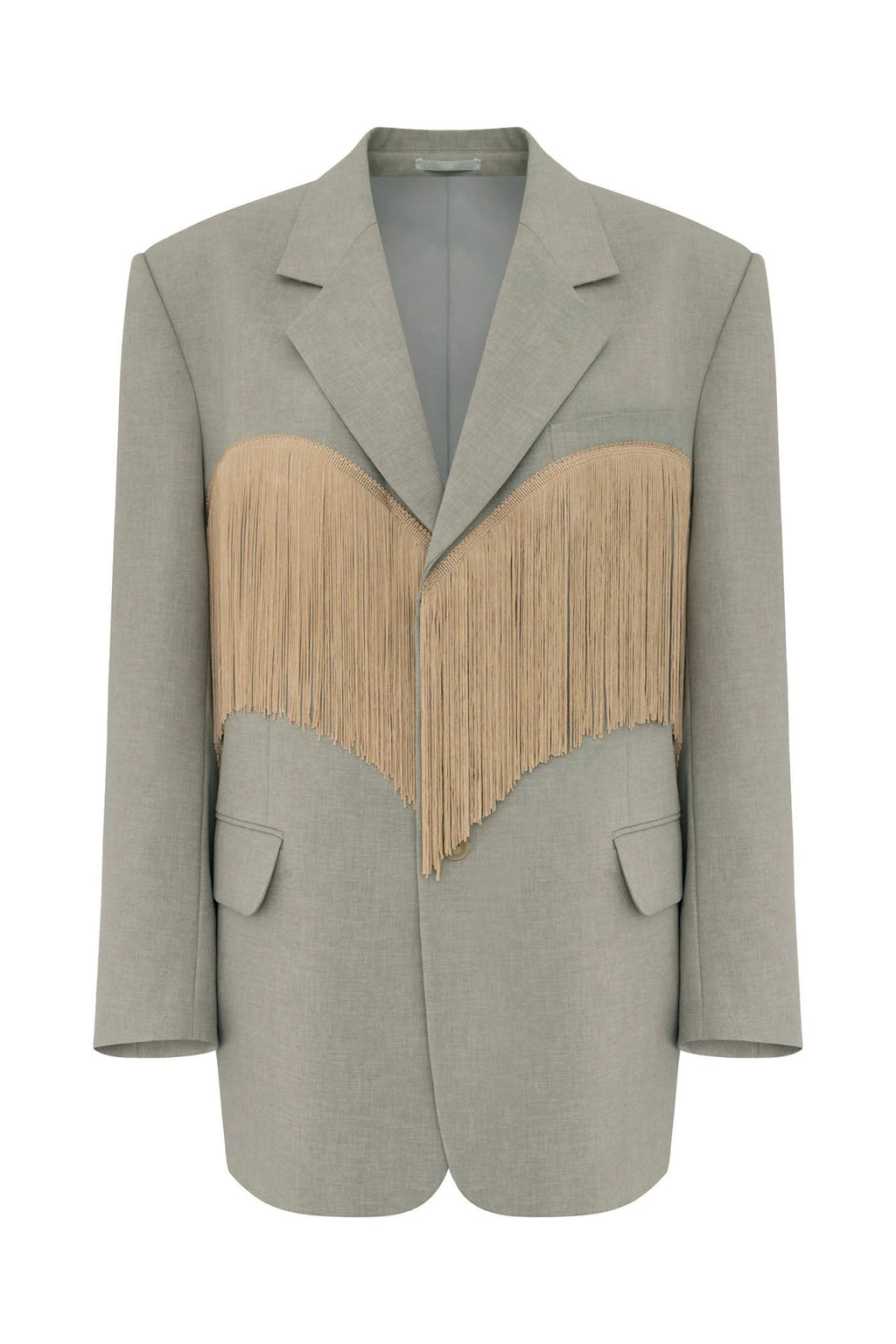 Modern Pistachio Fringe Heart Blazer Jacket