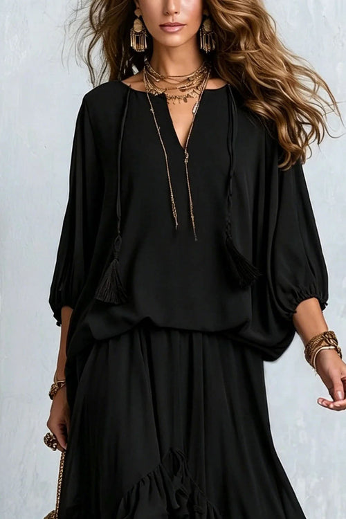 Airy Tiered Chiffon Skirt Set