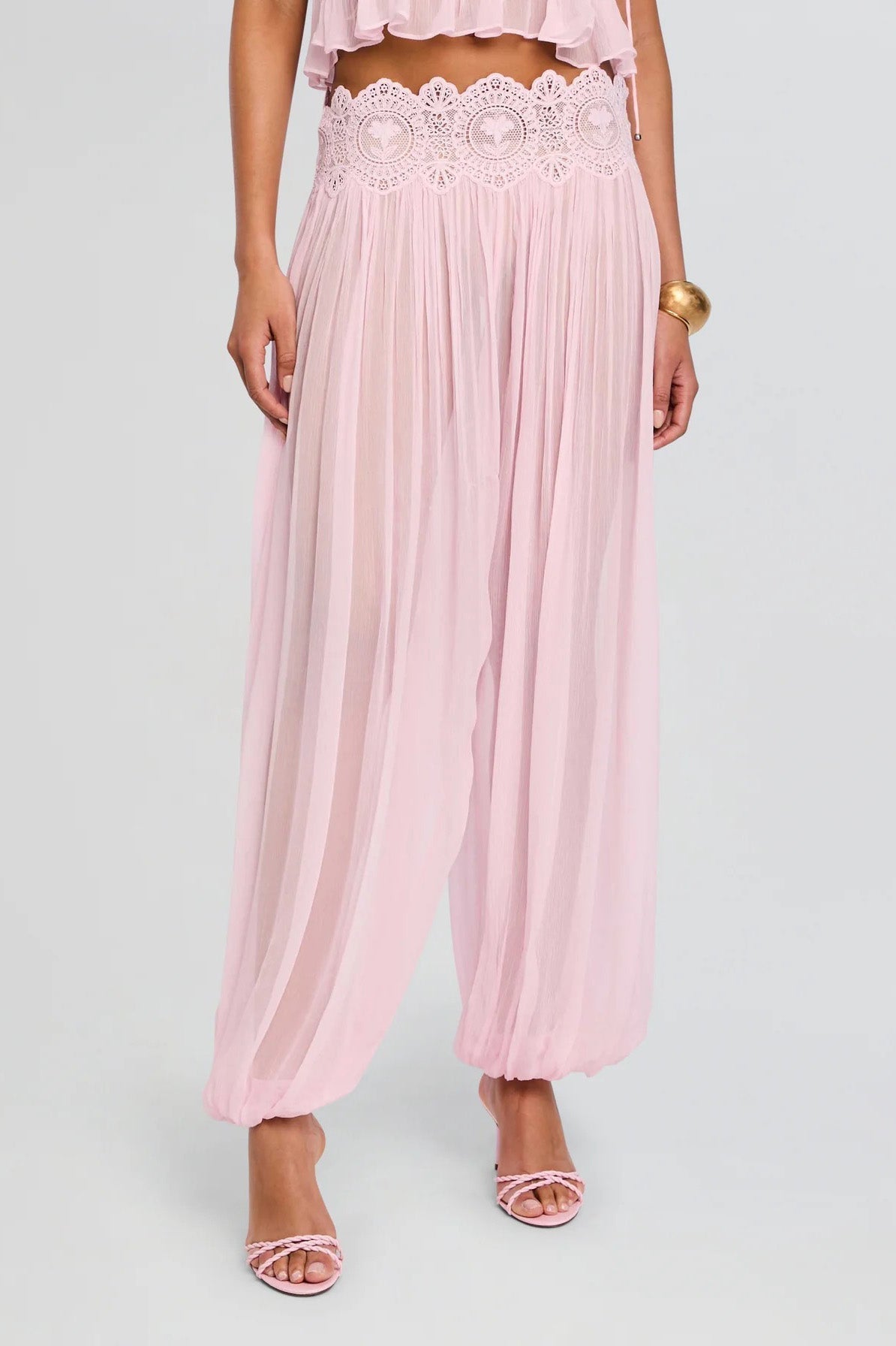 Flower Guipure Lace High-Waisted Balloon Trousers