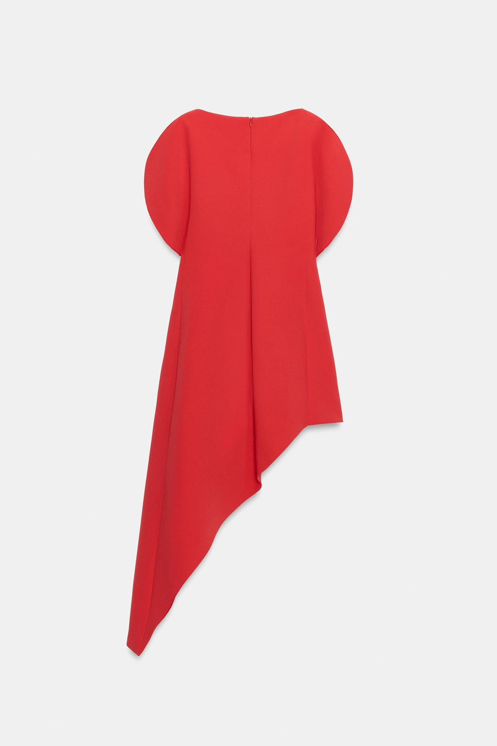 Modern Structured Red Midi-Length Dress