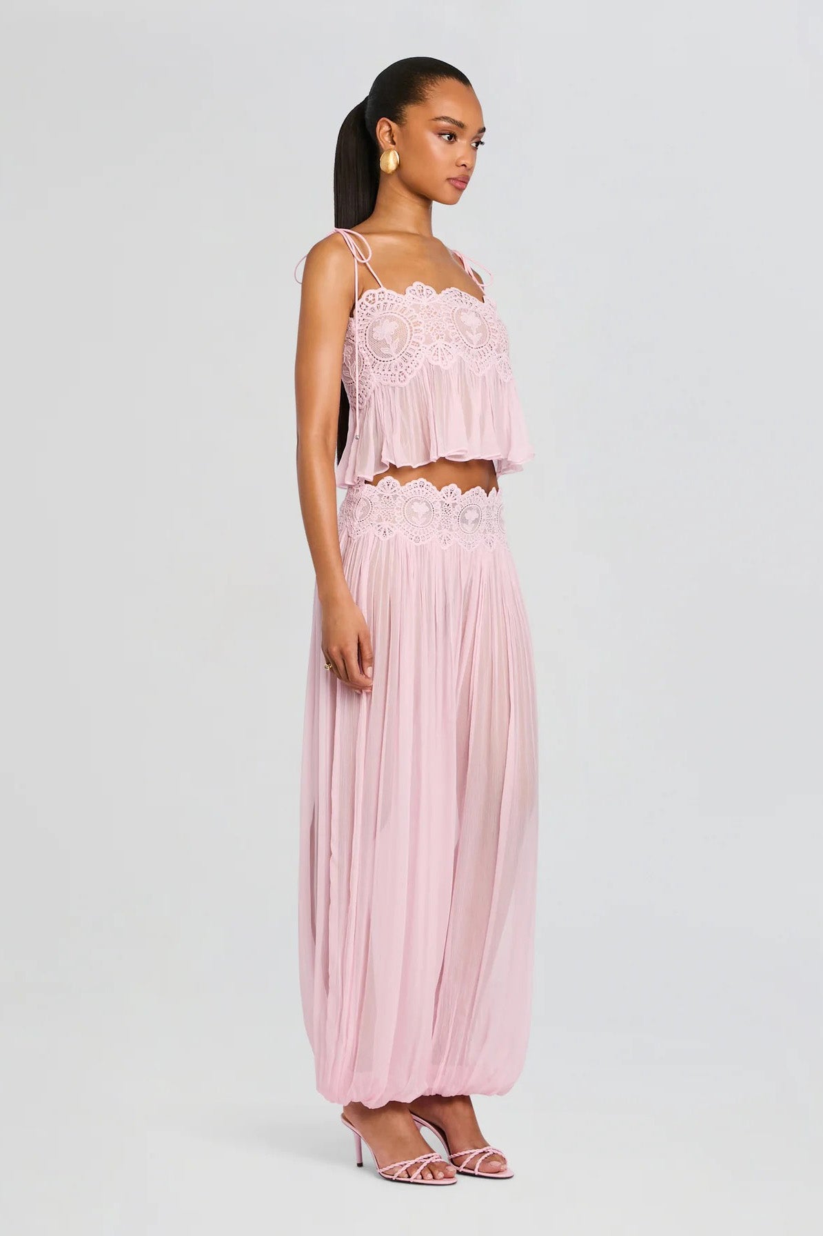 Flower Guipure Lace High-Waisted Balloon Trousers