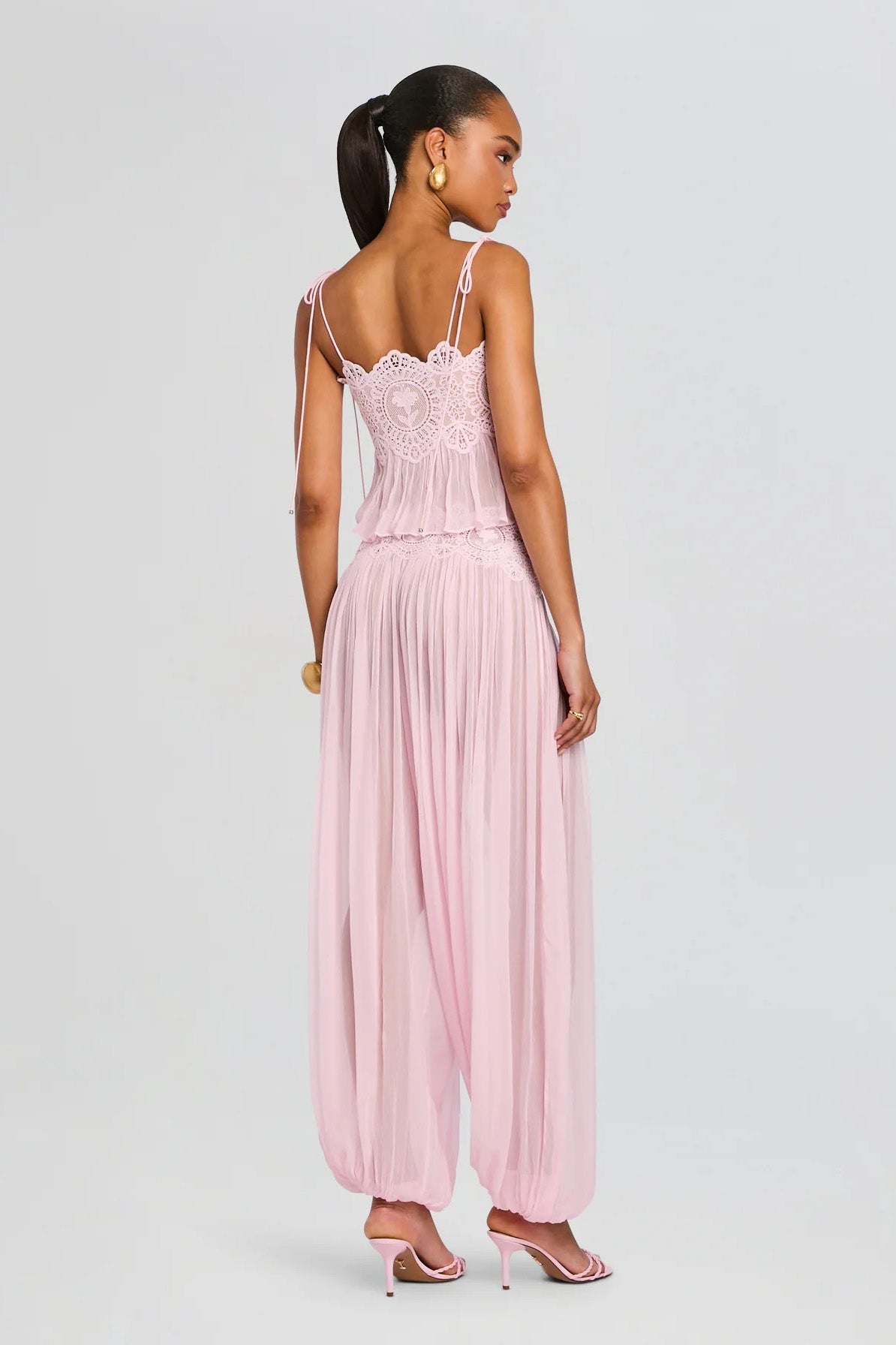 Flower Guipure Lace High-Waisted Balloon Trousers