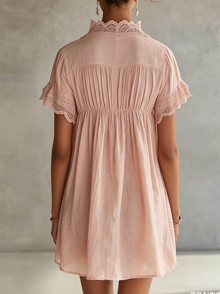 The Pink Lace Button-Front Dress