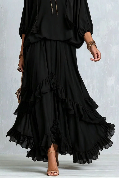 Airy Tiered Chiffon Skirt Set
