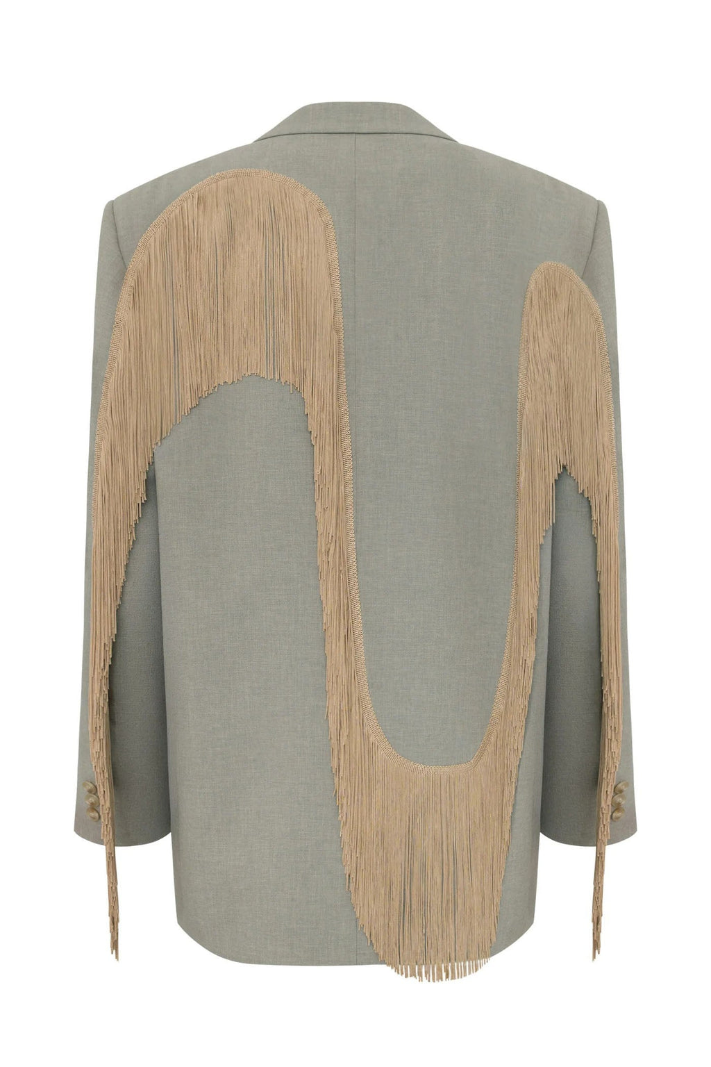 Modern Pistachio Fringe Heart Blazer Jacket