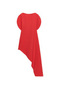 Modern Structured Red Midi-Length Dress