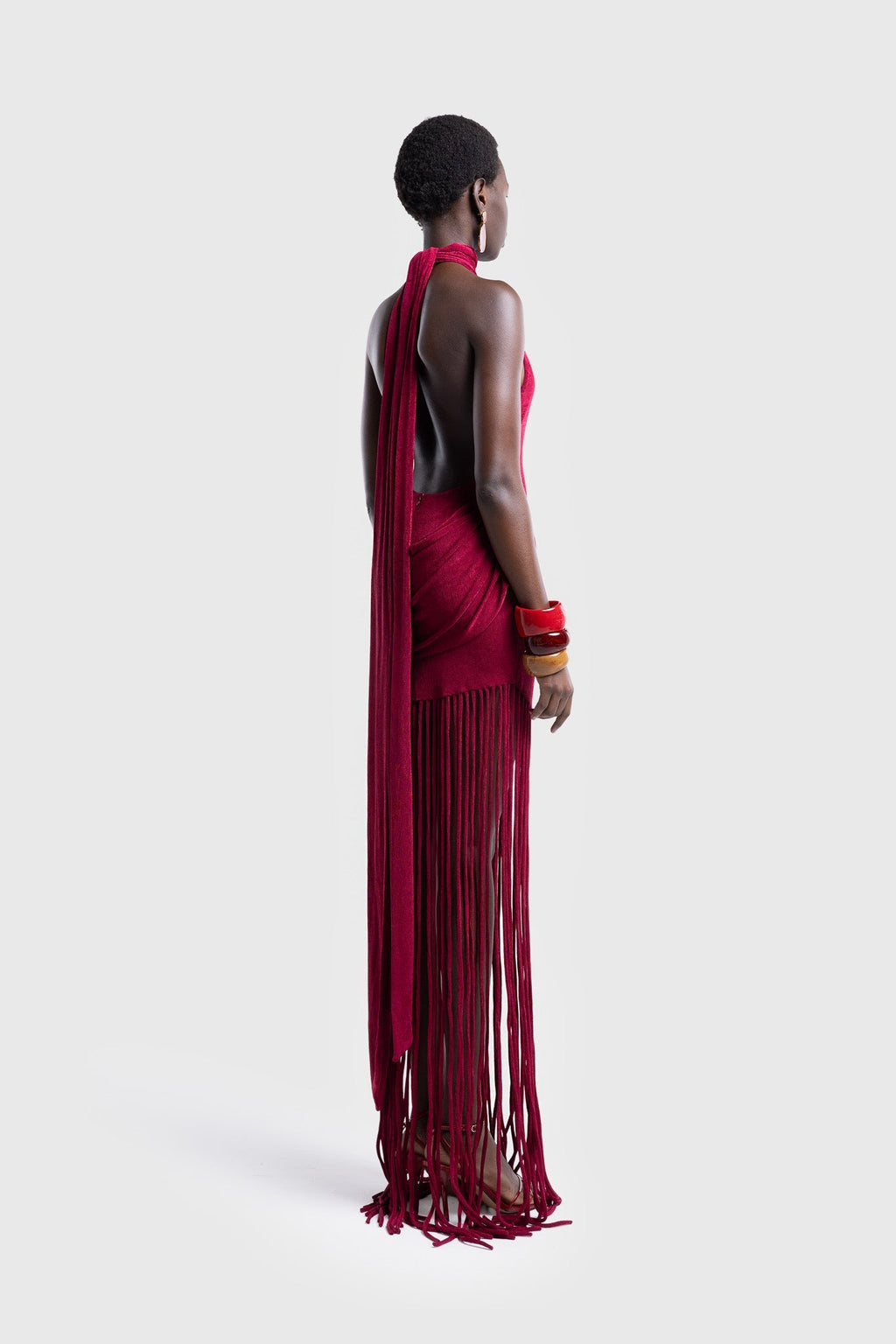 Azure Fringe Halo Maxi-Length Dress