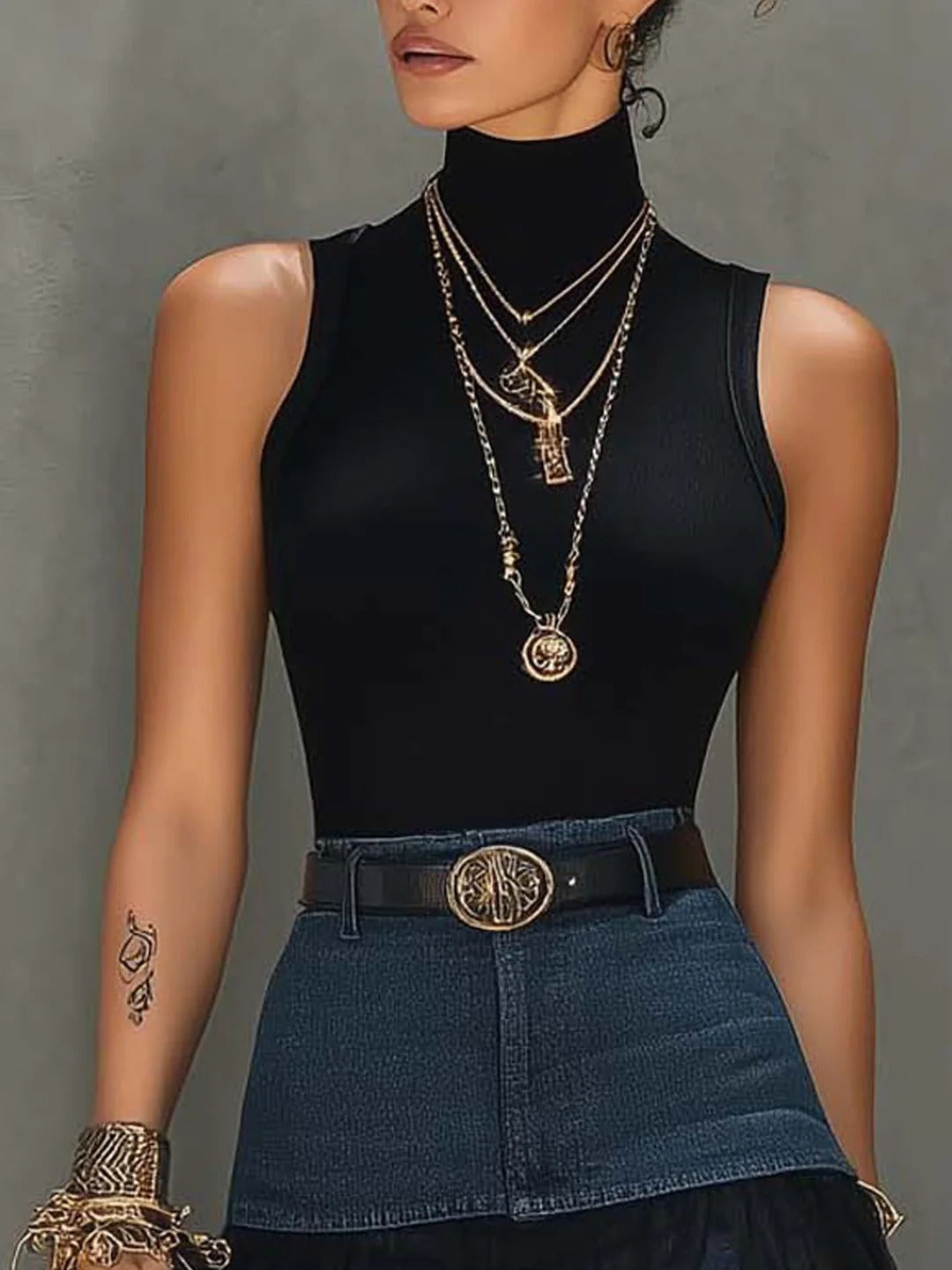 Coordinated The Denim And Mesh Set