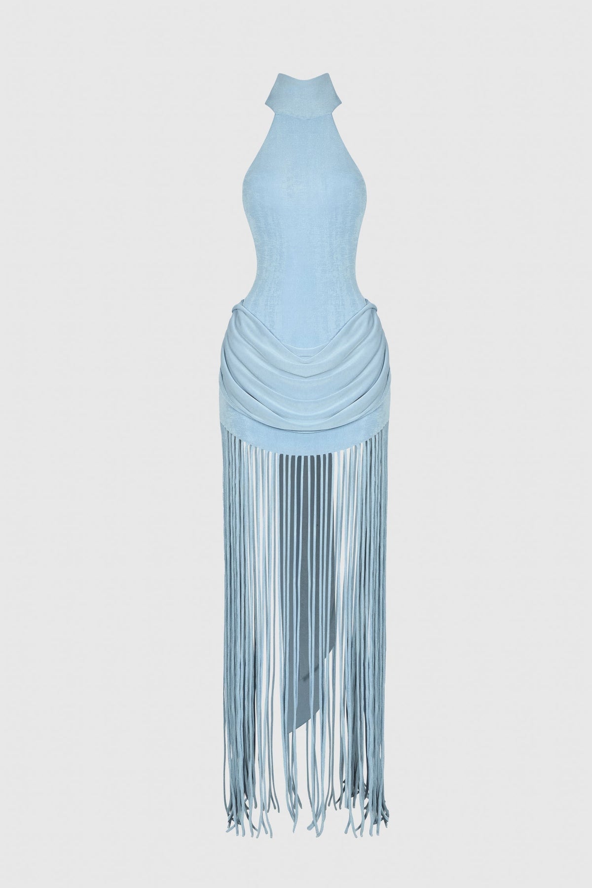 Azure Fringe Halo Maxi-Length Dress