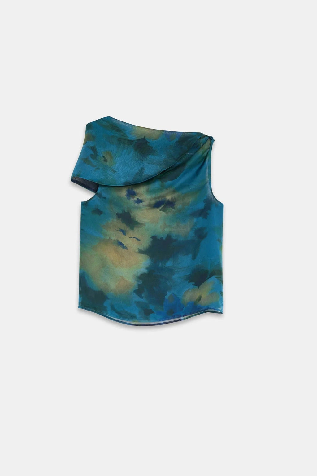 Coordinated Draped Neck Abstract Skirt Set