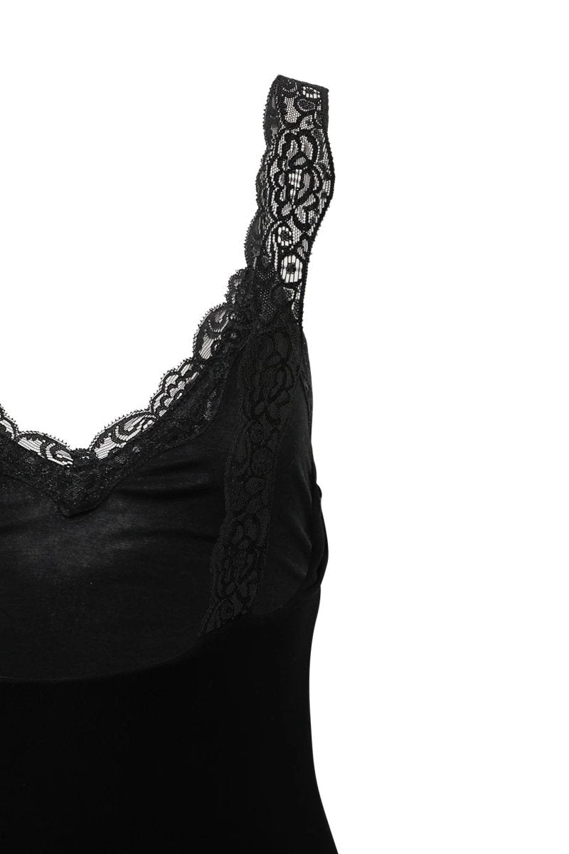 Irene V-Neck Lace Trim Maxi-Length Dress